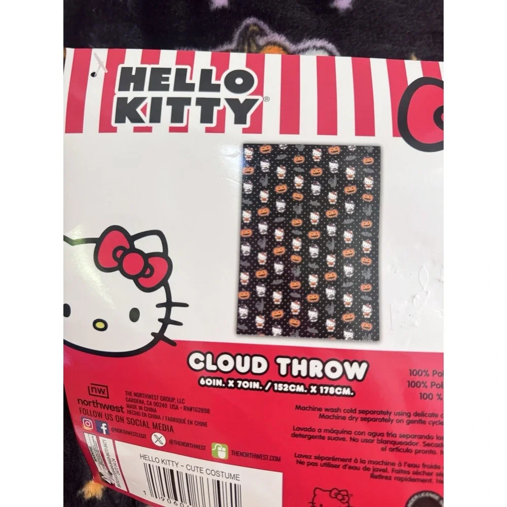 NEW 2024 Hello Kitty Halloween Cloud Throw  Costume Black‎ Blanket 60